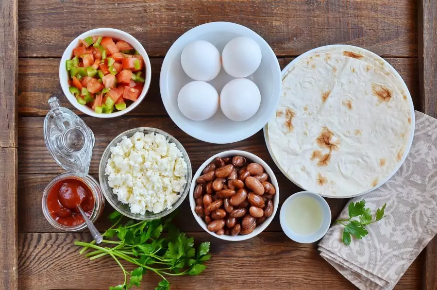Ingredients for Huevos Rancheros with Queso Fresco