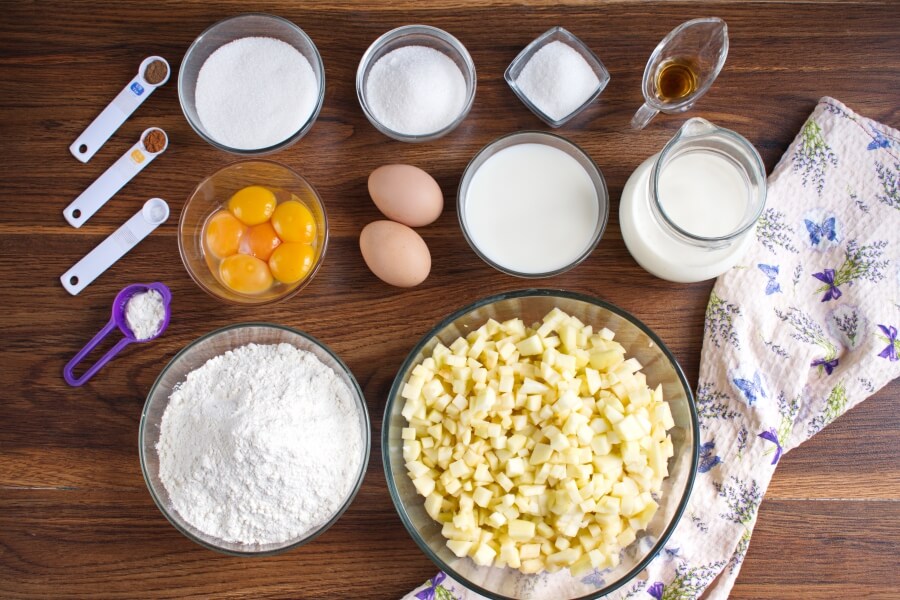 Ingridiens for Irish Apple Cake with Custard Sauce