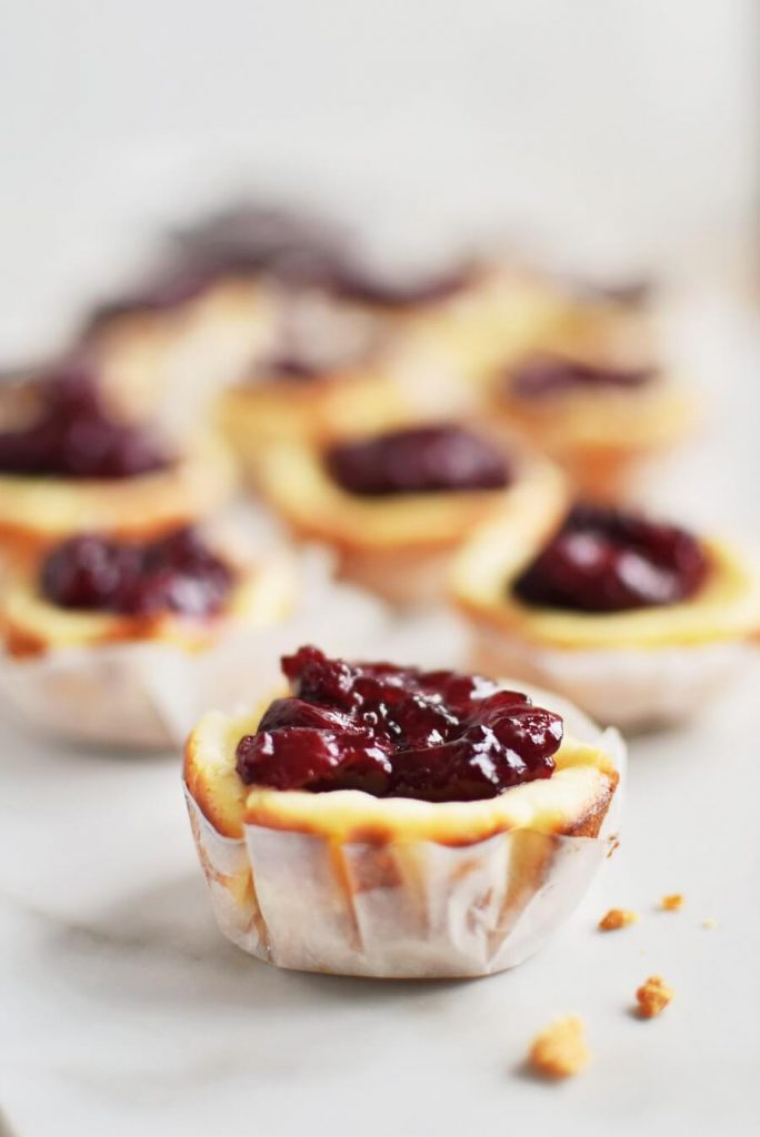 Vanilla Cheesecakes with Cherry Pie Filling