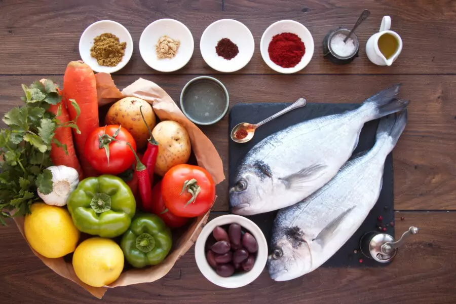 Ingredients for Moroccan Baked Fish Tagine with Vegetables