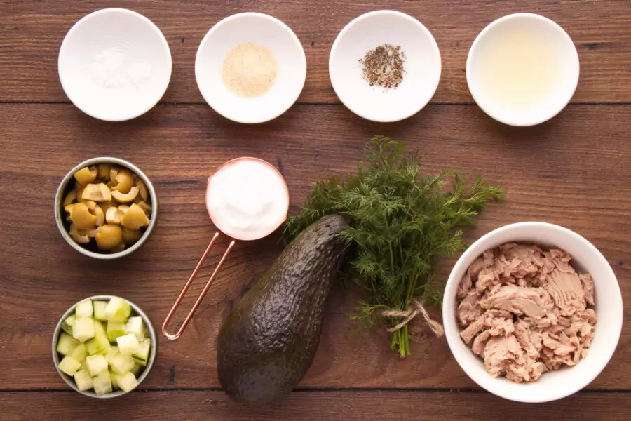 Ingredients for No-Mayo, High Protein Tuna Salad