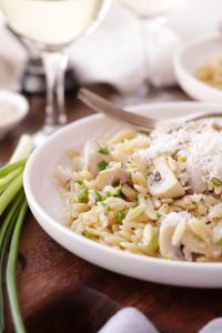 Orzo with Mushrooms, Scallions and Parmesan