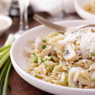 Orzo with Mushrooms, Scallions and Parmesan Recipe-How to Make Orzo with Mushrooms-Easy Orzo with Mushrooms, Scallions and Parmesan