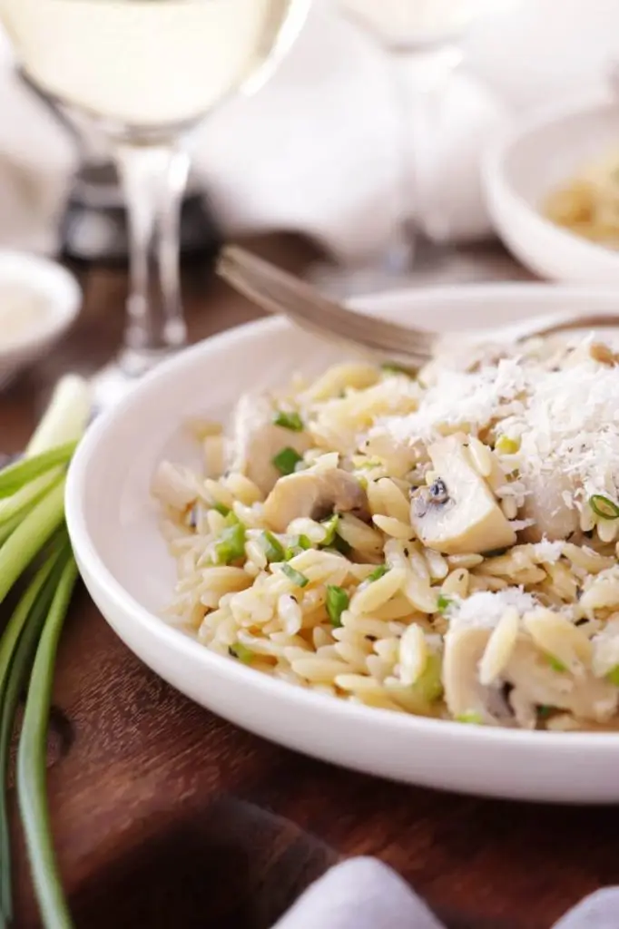 Orzo with Mushrooms, Scallions and Parmesan