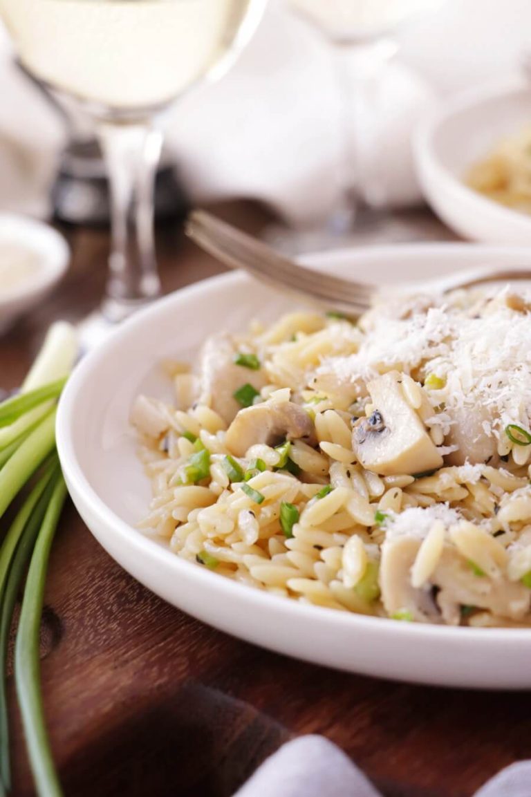 Orzo with Mushrooms, Scallions and Parmesan