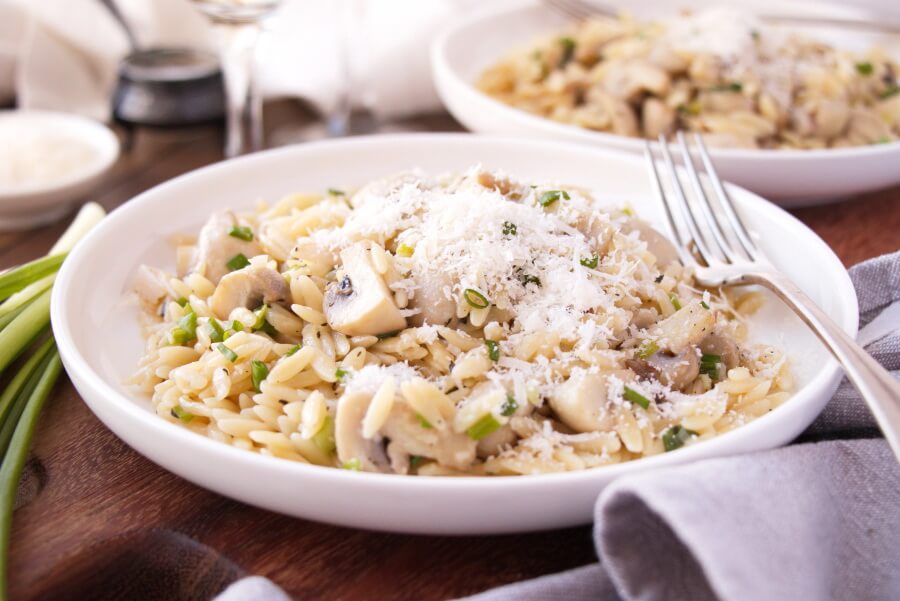 Orzo with Mushrooms, Scallions and Parmesan