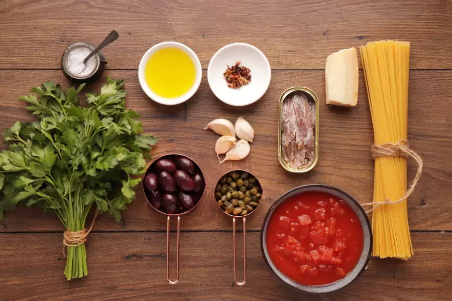 Ingredients for Pasta Puttanesca