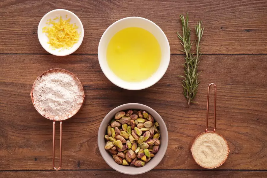 Ingredients for Pistachio, Lemon and Rosemary Biscotti