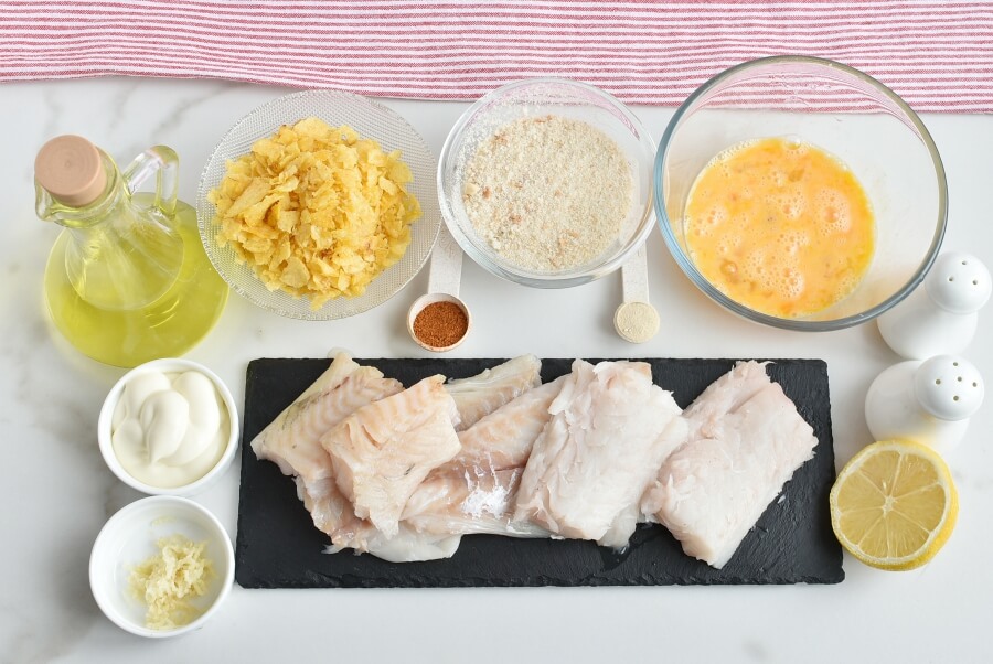 Ingridiens for Potato Chip-Crusted Fish Fillets
