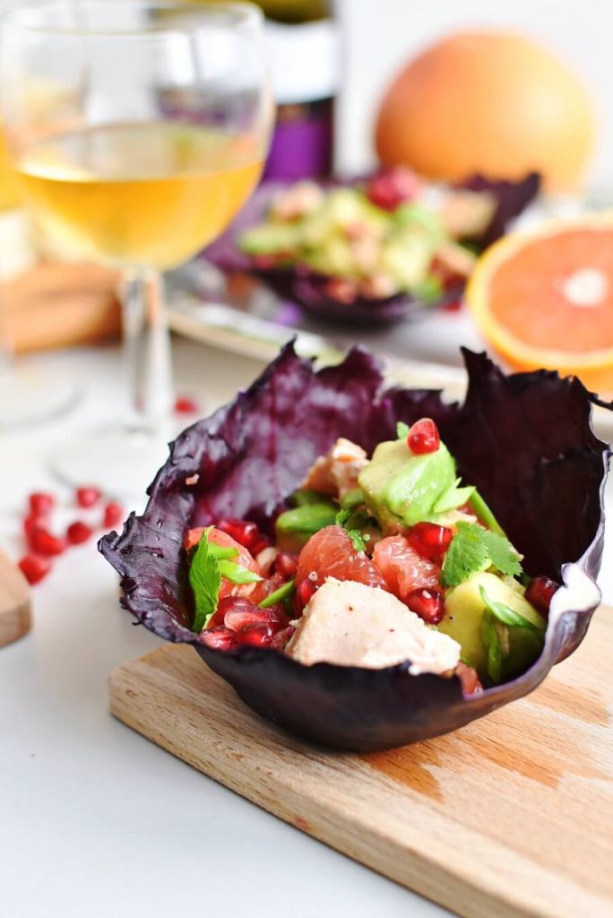 Purple Cabbage Cups with Salmon & Avocado
