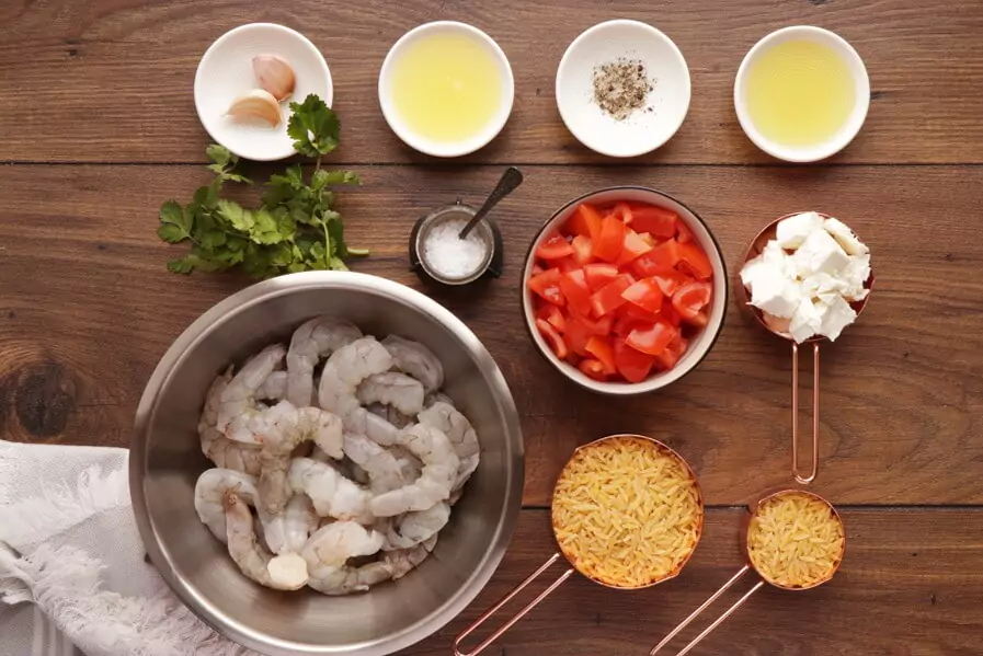 Ingredients for Shrimp Orzo with Feta