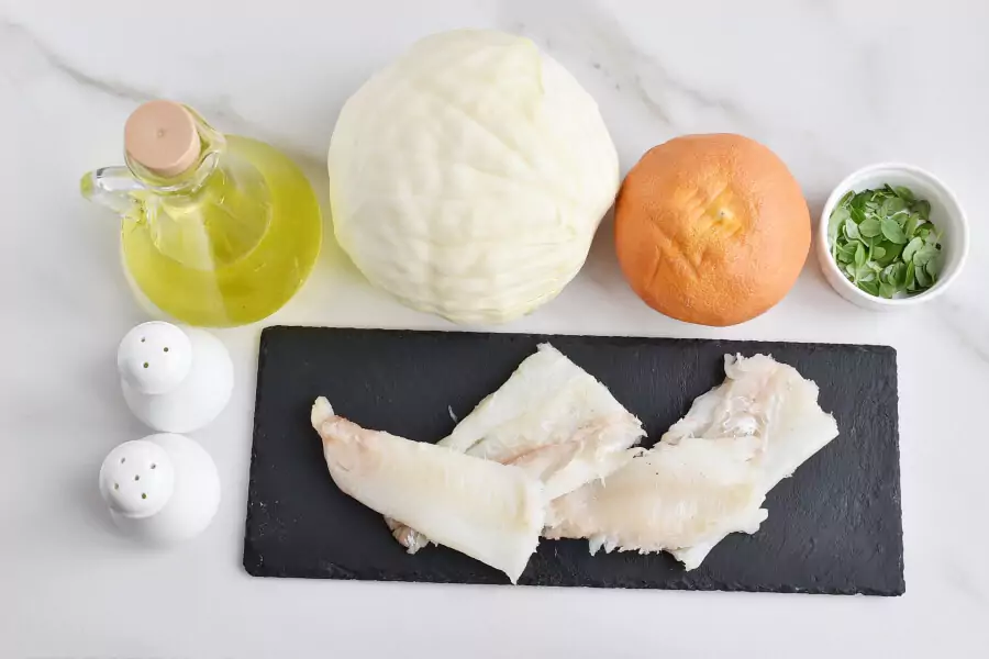 Ingredients for Slow-Cooked White Fish with Charred Cabbage