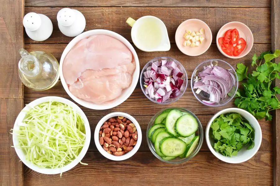Ingredients for Spicy Chicken and Cabbage Salad