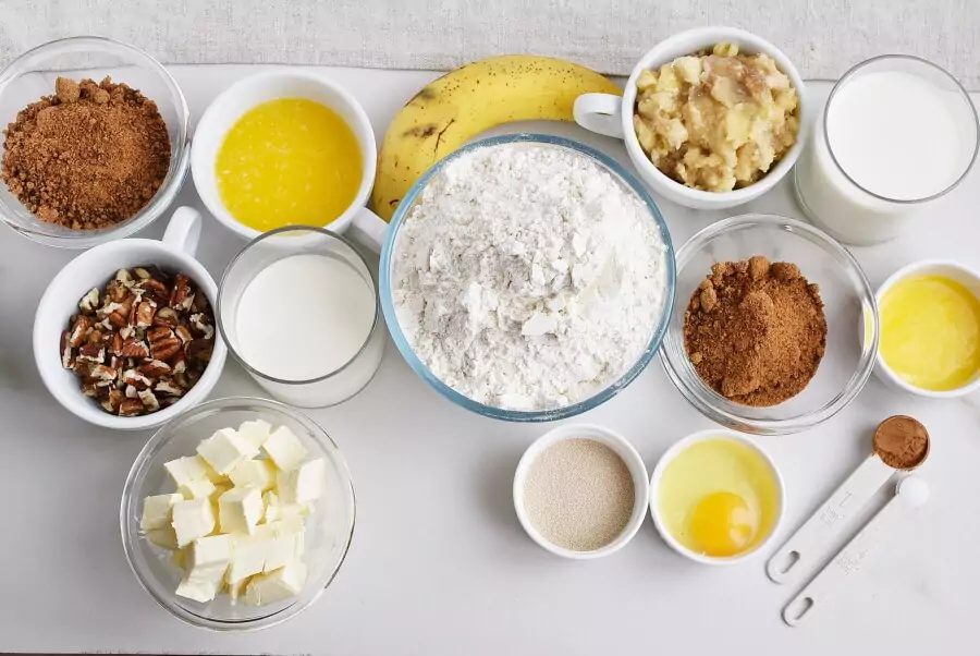 Ingredients for Upside-Down Banana Monkey Bread