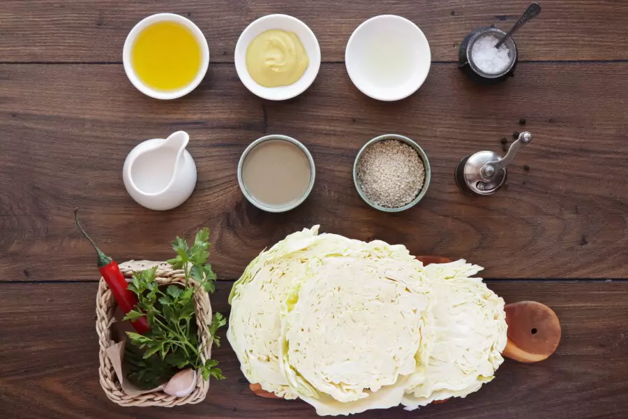 Ingredients for Vegan Cabbage Steaks with Tahini Sauce