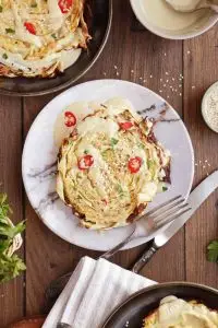 Vegan Cabbage Steaks with Tahini Sauce