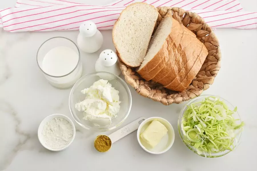 Ingredients for Welsh Leek and Cheese Rarebit