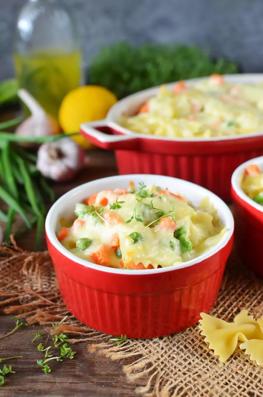 White Cheddar Farfalle with Peas & Carrots