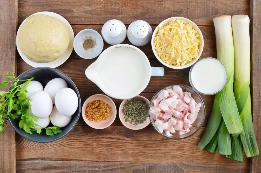 Ingredients for Bacon and Leek Deep-Dish Quiche