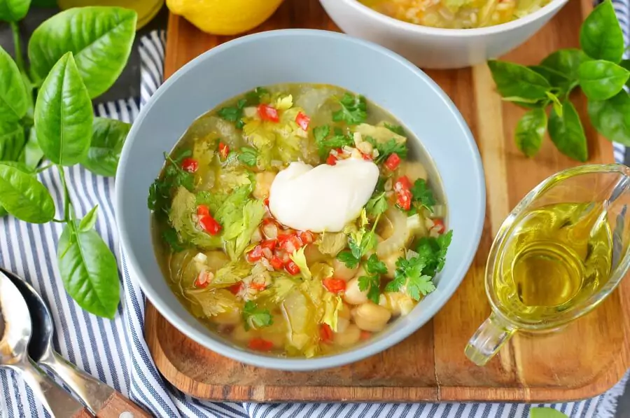 Chickpea and Celery Soup with Chili