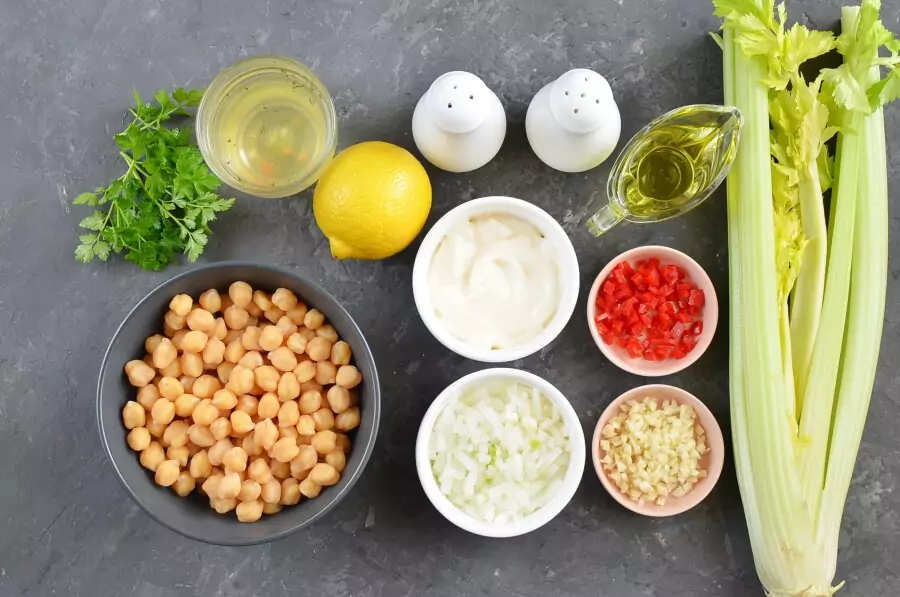Ingredients for Chickpea and Celery Soup with Chili