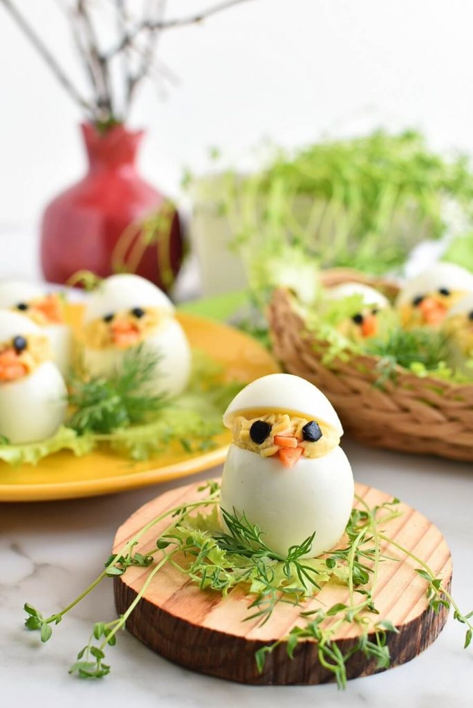 Egg Salad Served as Mini Easter Chicks