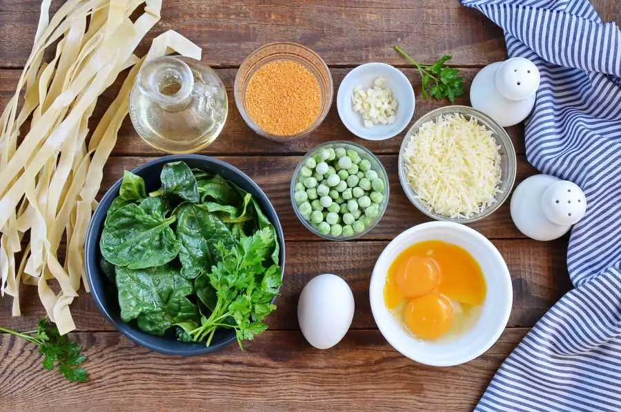 Ingredients for Easy Pea & Spinach Carbonara