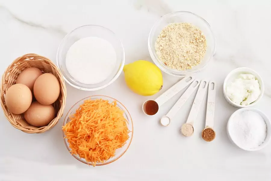 Ingredients for Mini Carrot Cakes for Passover