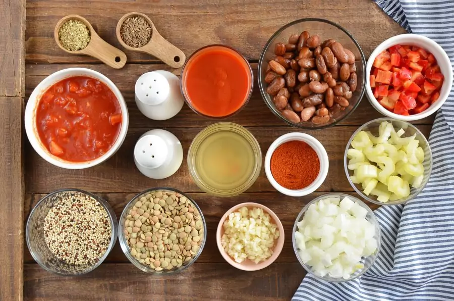 Ingredients for Instant Pot Lentil and Quinoa Chili
