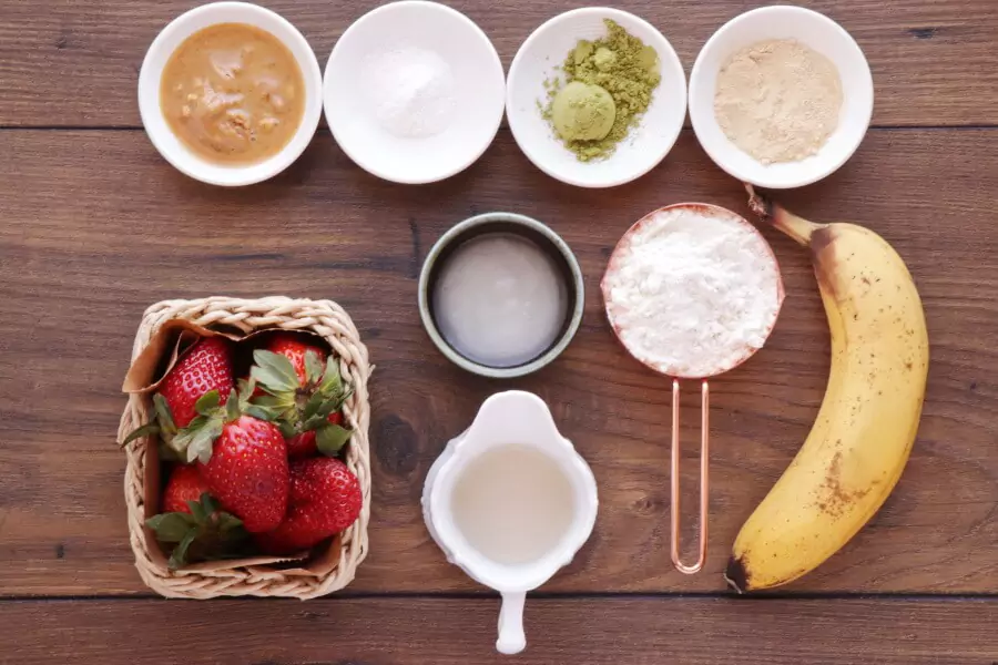 Ingredients for Matcha Protein Pancakes