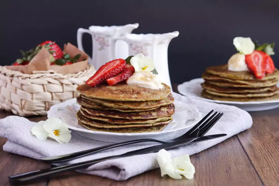 Matcha Protein Pancakes Recipe-Vegan Matcha Protein Pancakes-Healthy Matcha Protein Pancakes