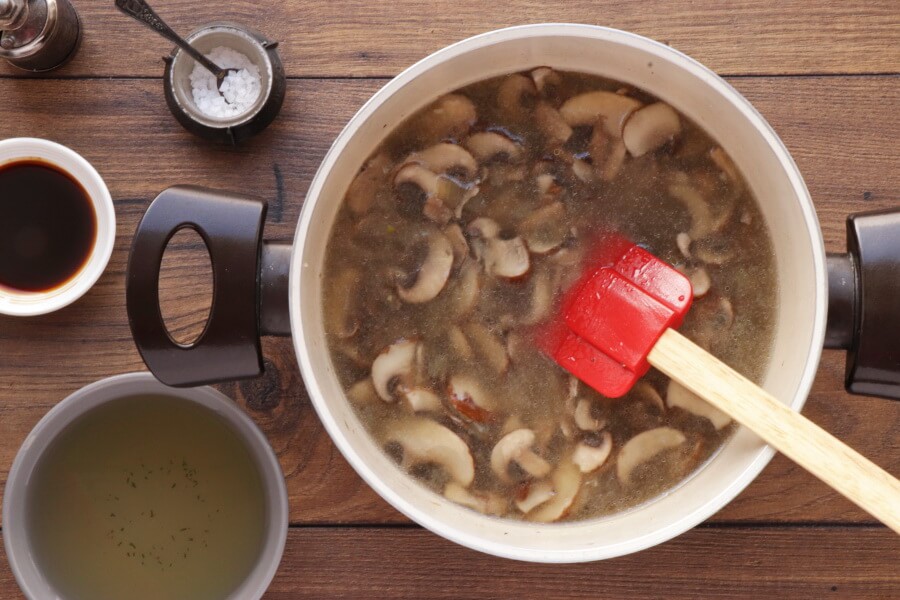 Mushroom Millet Soup with Cheesy Garlic Bread recipe - step 7