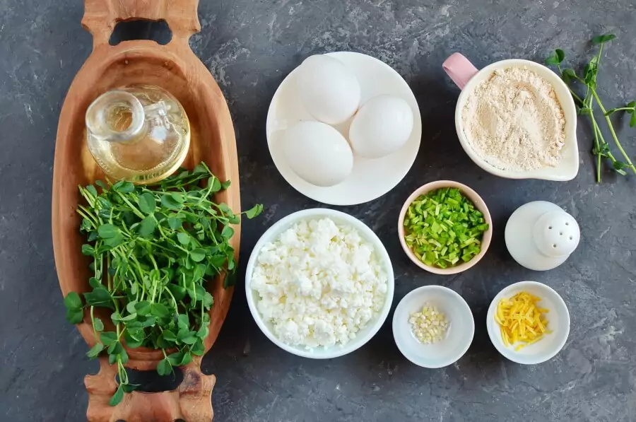 Ingredients for Pea Shoot Savory Pancakes