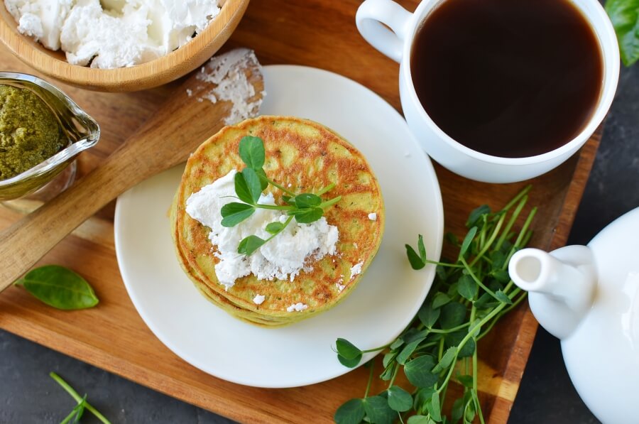 Pea Shoot Savory Pancakes Recipe-How To Make Pea Shoot Savory Pancakes-Delicious Pea Shoot Savory Pancakes