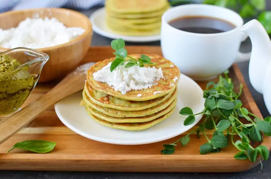 Pea Shoot Savory Pancakes