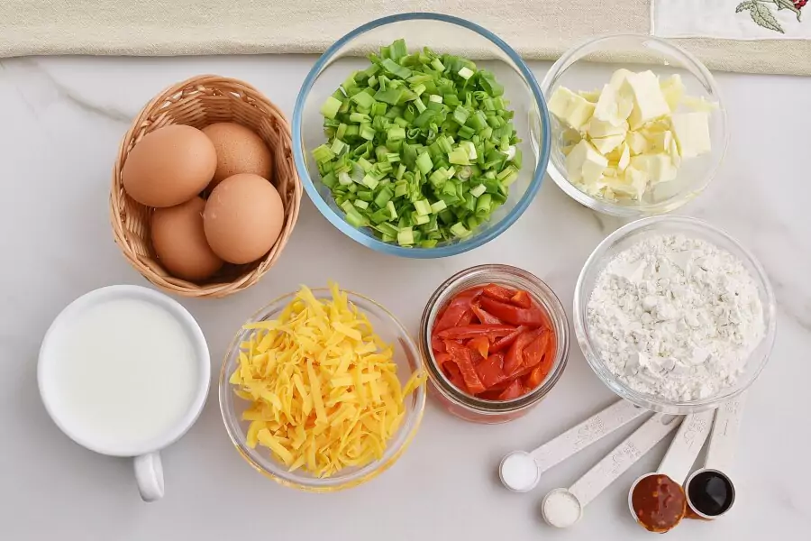 Ingredients for Pimiento Cheese Make-Ahead Quiche