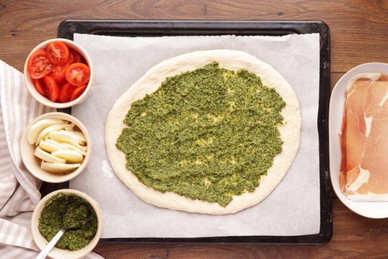 Step 4 - Pizza with Pesto, Mozzarella, and Microgreens