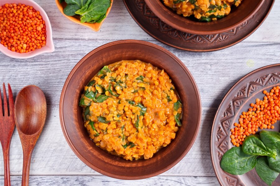 Red Lentil and Spinach Masala