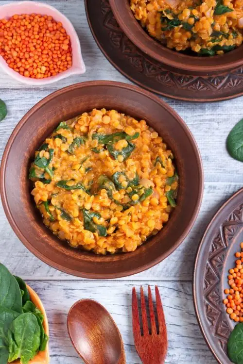 Red Lentil and Spinach Masala