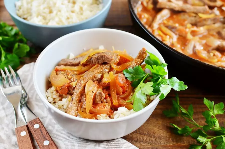 Sirloin Strips over Rice