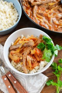 Sirloin Strips over Rice