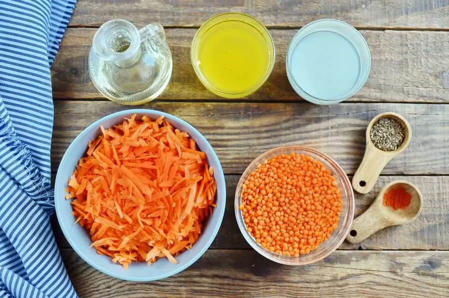 Ingredients for Spiced Carrot & Lentil Soup