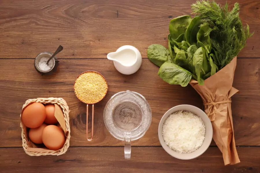 Ingredients for Spinach Millet Egg Bake