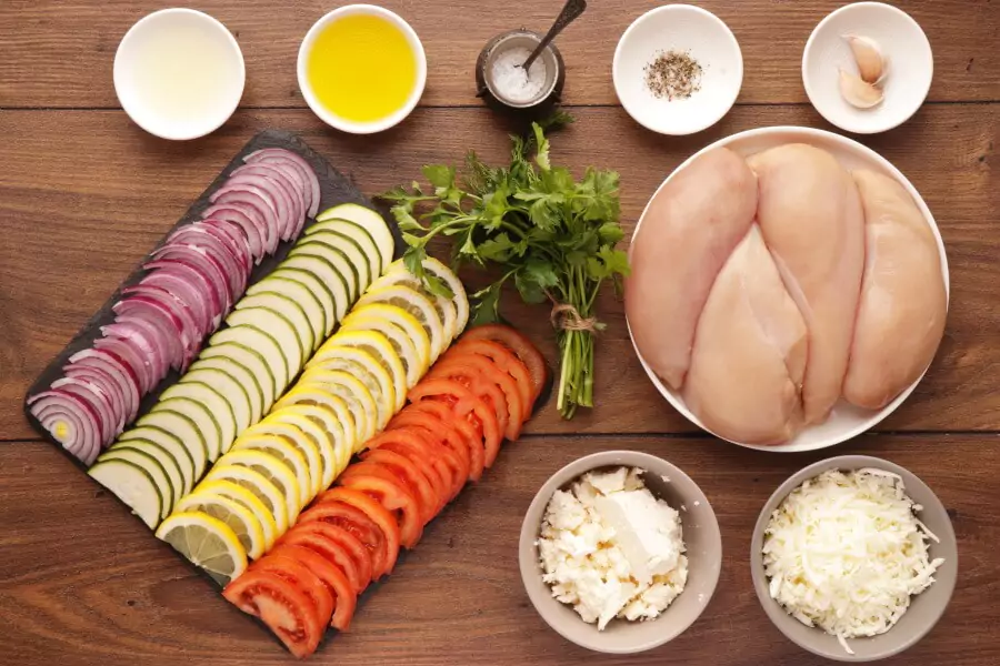 Ingredients for The Best Greek Stuffed Chicken