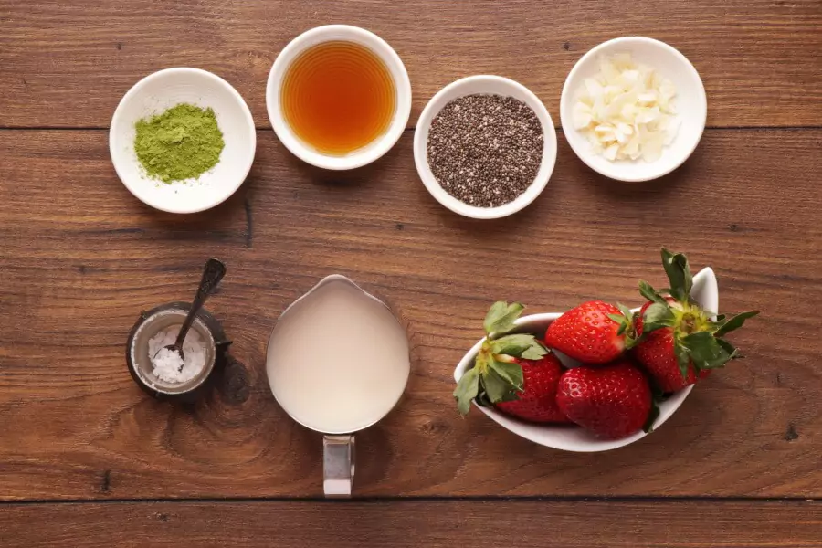 Ingredients for Vegan Matcha Chia Pudding