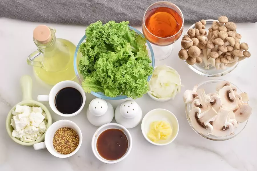 Ingredients for Warm Kale and Caramelized Mushroom Salad