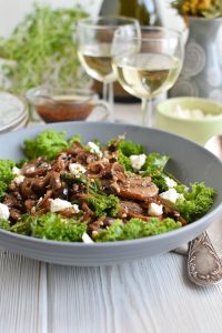 Warm Kale and Caramelized Mushroom Salad