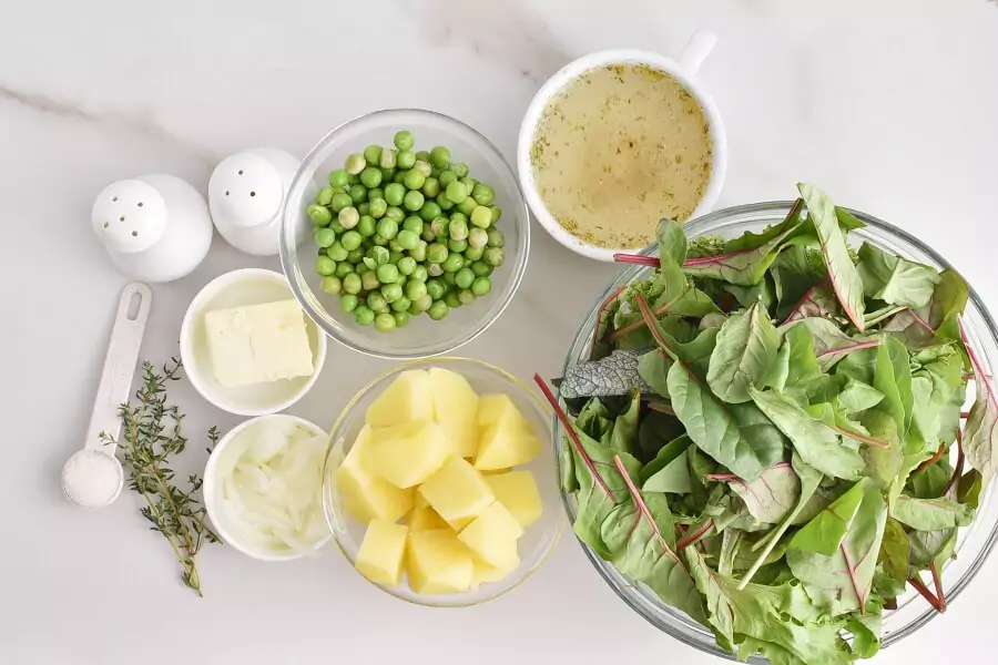 Ingredients for Wilted Greens Soup with Crème Fraîche