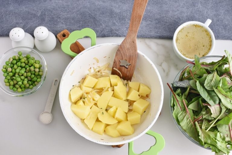Step 2 - Wilted Greens Soup with Crème Fraîche