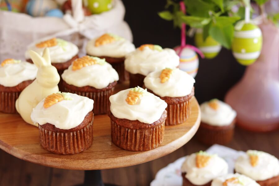 Carrot Cupcakes with Honey Cream Cheese Recipe-Carrot Cake Cupcakes with Honey Cream Cheese Frosting-Easter Cupcakes